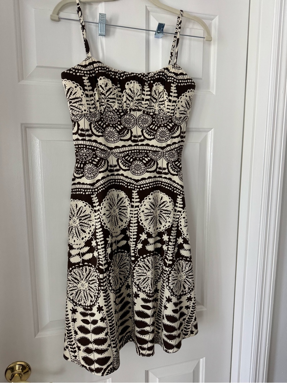 Alyn Paige Brown and Cream Midi Dress